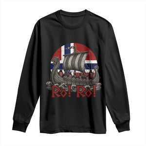 Ro Ro Norway Long Sleeve Shirt Norwegian Viking Row Longship Norge Football Fan TS11 Black Print Your Wear