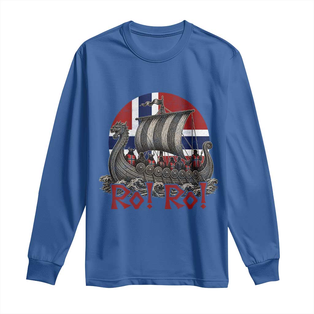 Ro Ro Norway Long Sleeve Shirt Norwegian Viking Row Longship Norge Football Fan TS11 Royal Blue Print Your Wear