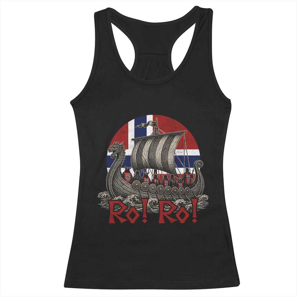 Ro Ro Norway Racerback Tank Top Norwegian Viking Row Longship Norge Football Fan TS11 Black Print Your Wear