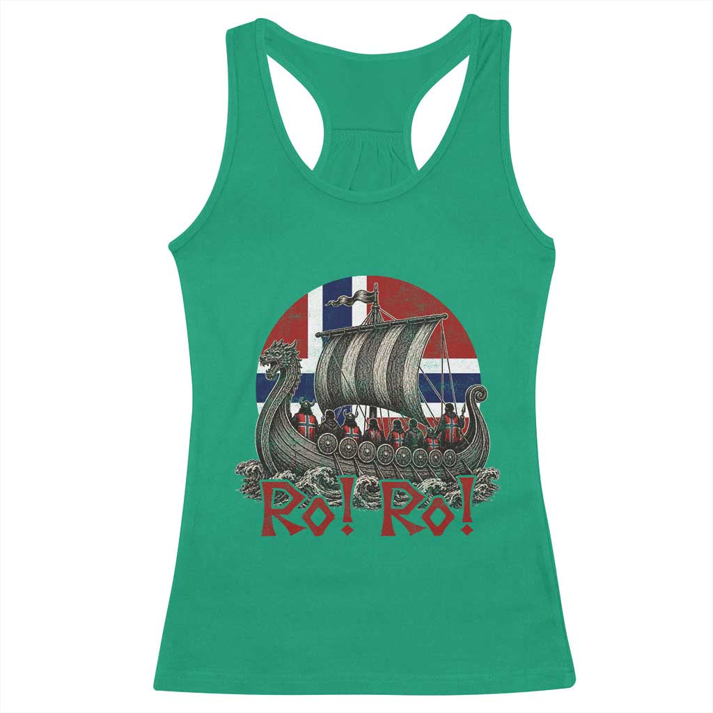 Ro Ro Norway Racerback Tank Top Norwegian Viking Row Longship Norge Football Fan TS11 Irish Green Print Your Wear