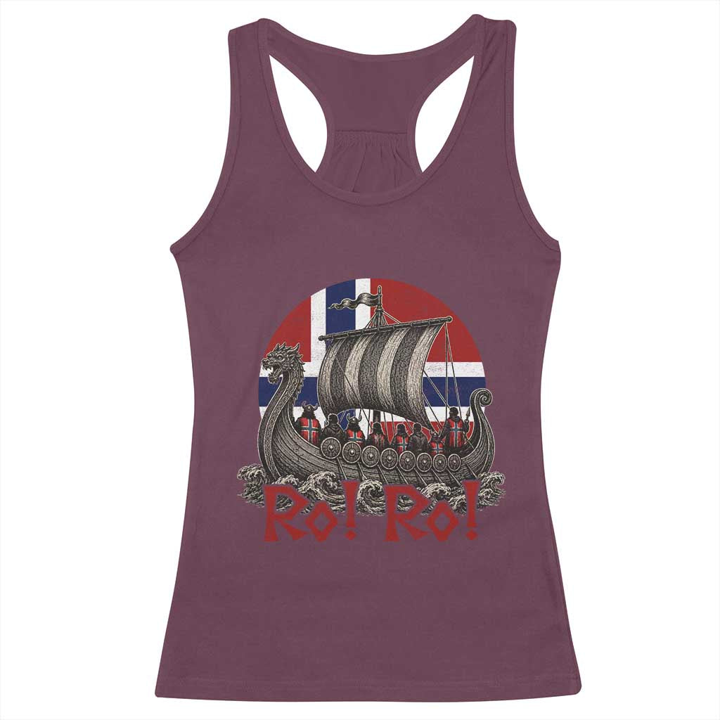 Ro Ro Norway Racerback Tank Top Norwegian Viking Row Longship Norge Football Fan TS11 Maroon Print Your Wear
