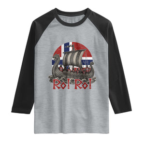 Ro Ro Norway Raglan Shirt Norwegian Viking Row Longship Norge Football Fan TS11 Heather Gray Black Print Your Wear