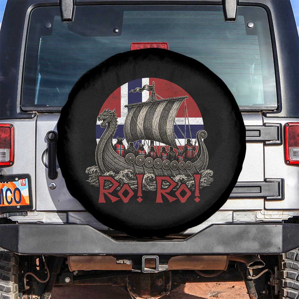 Ro Ro Norway Spare Tire Cover Norwegian Viking Row Longship Norge Football Fan TS11 No hole Black Print Your Wear