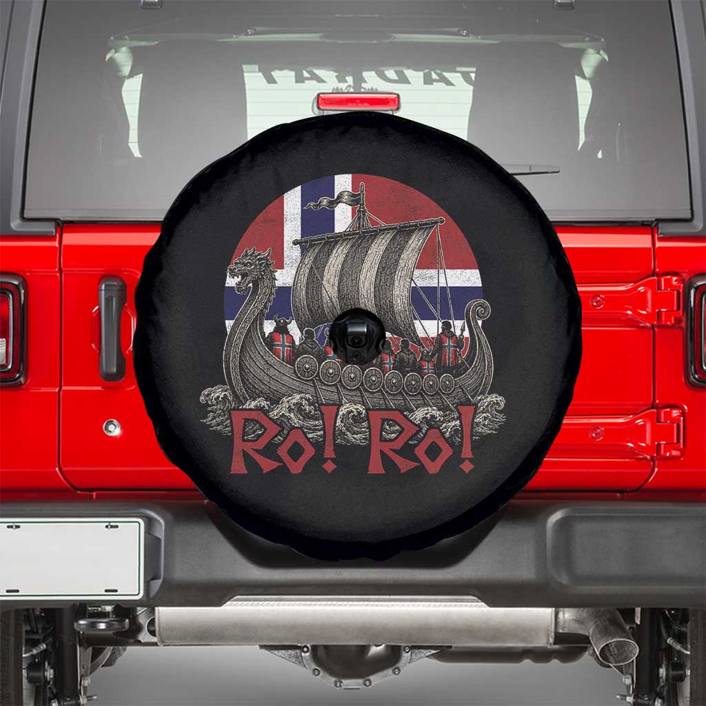 Ro Ro Norway Spare Tire Cover Norwegian Viking Row Longship Norge Football Fan TS11 Black Print Your Wear