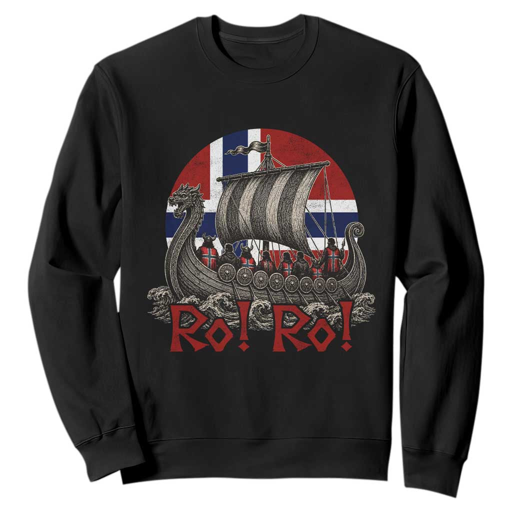 Ro Ro Norway Sweatshirt Norwegian Viking Row Longship Norge Football Fan TS11 Black Print Your Wear