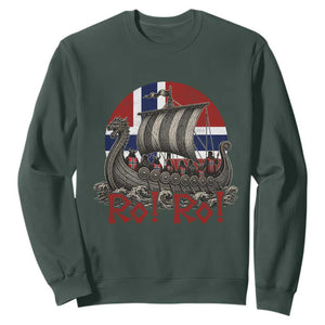 Ro Ro Norway Sweatshirt Norwegian Viking Row Longship Norge Football Fan TS11 Dark Forest Green Print Your Wear