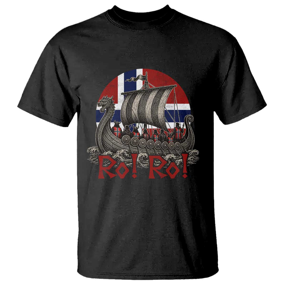Ro Ro Norway T Shirt Norwegian Viking Row Longship Norge Football Fan TS11 Black Print Your Wear