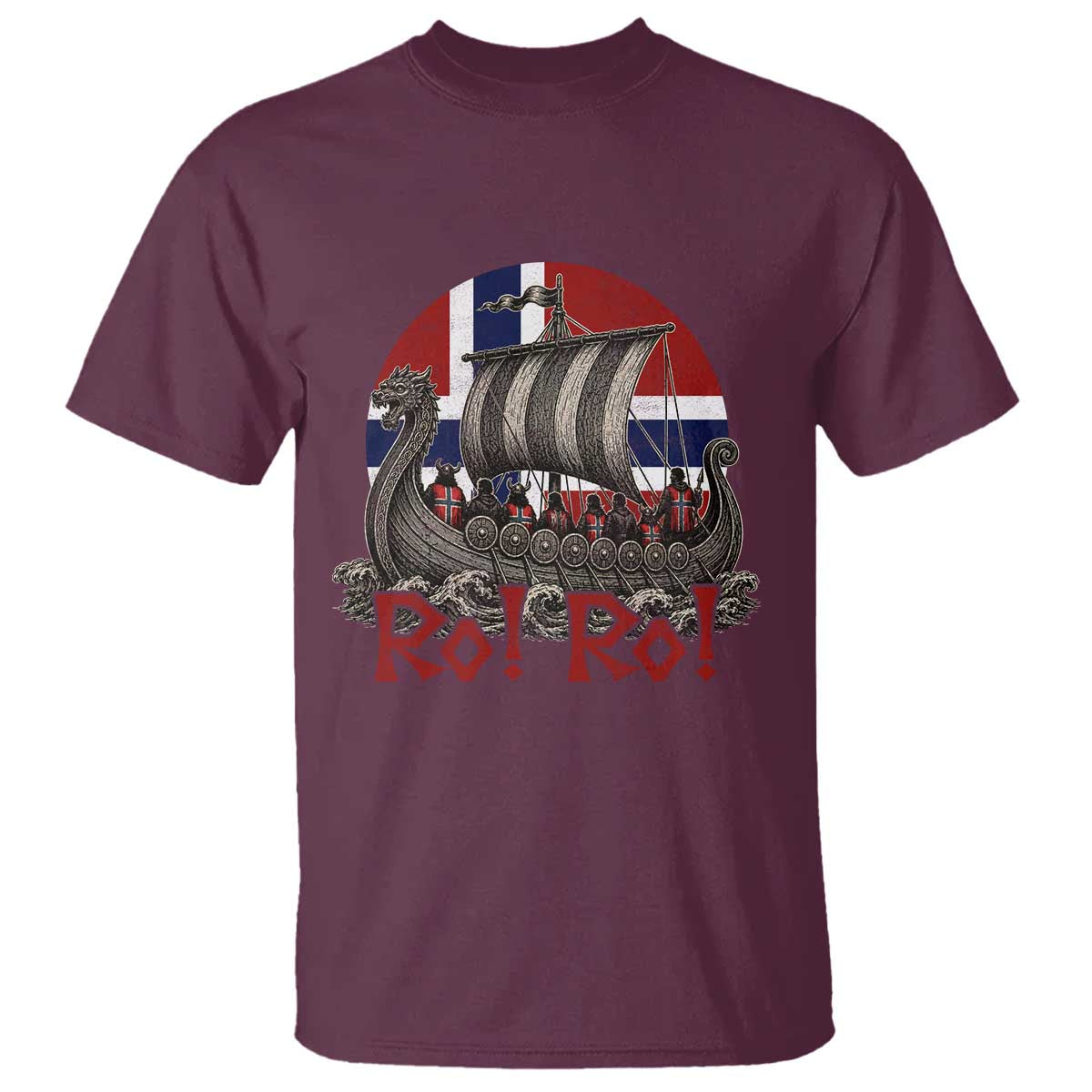 Ro Ro Norway T Shirt Norwegian Viking Row Longship Norge Football Fan TS11 Maroon Print Your Wear
