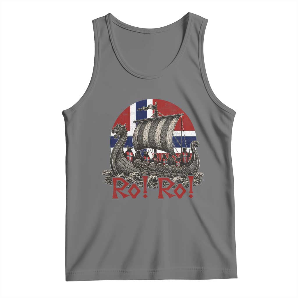 Ro Ro Norway Tank Top Norwegian Viking Row Longship Norge Football Fan TS11 Black Heather Print Your Wear
