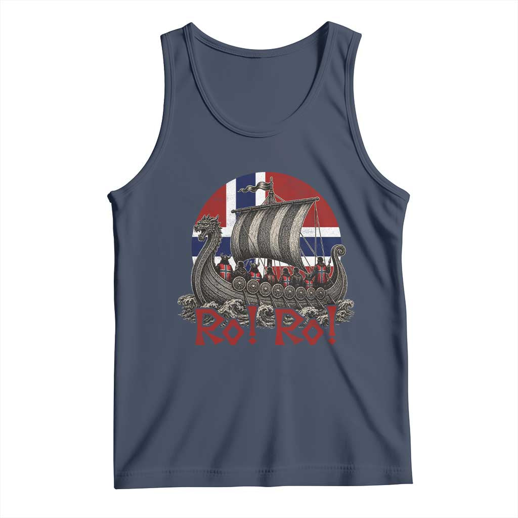 Ro Ro Norway Tank Top Norwegian Viking Row Longship Norge Football Fan TS11 Navy Print Your Wear