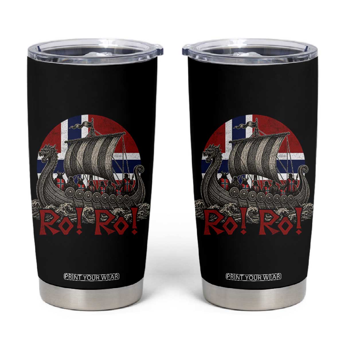 Ro Ro Norway Tumbler Cup Norwegian Viking Row Longship Norge Football Fan TS11 Black Print Your Wear