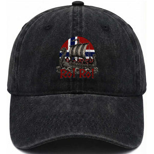 Ro Ro Norway Washed Cotton Baseball Cap Norwegian Viking Row Longship Norge Football Fan TS11 Print Your Wear