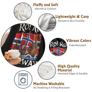 Ro Ro Norway Viking Row Throw Blanket Norwegian Flag Longship for Norge Football Fan TS11 Print Your Wear