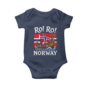 Ro Ro Norway Viking Row Baby Onesie Norwegian Flag Longship for Norge Football Fan TS11 Navy Print Your Wear