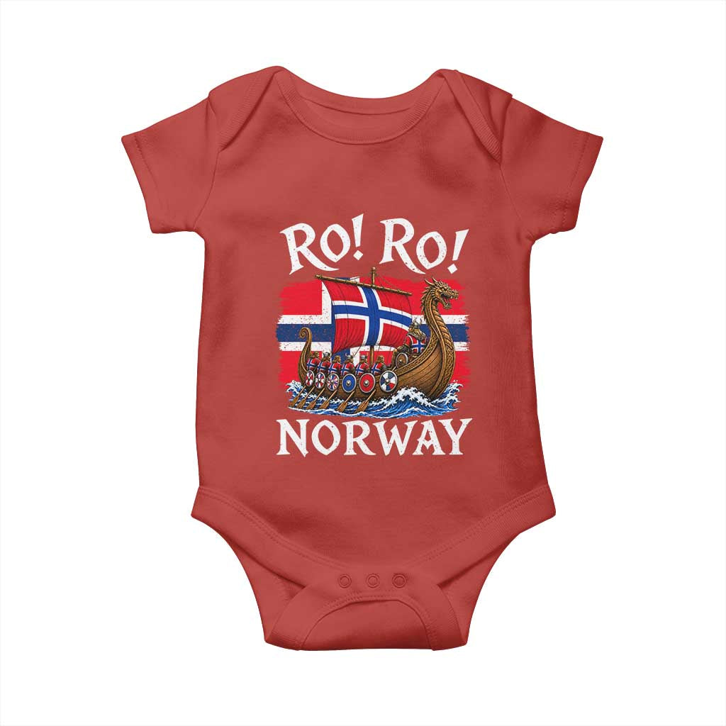 Ro Ro Norway Viking Row Baby Onesie Norwegian Flag Longship for Norge Football Fan TS11 Red Print Your Wear