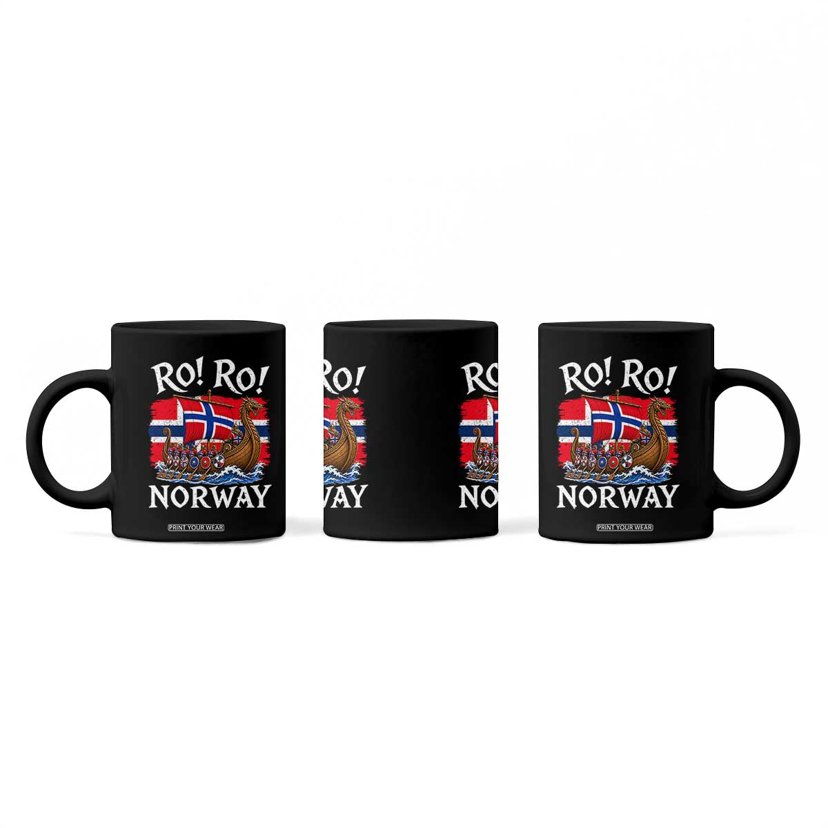 Ro Ro Norway Viking Row Coffee Mug Norwegian Flag Longship for Norge Football Fan TS11 Print Your Wear