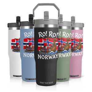 Ro Ro Norway Viking Row Flip Straw Tumbler Norwegian Flag Longship for Norge Football Fan TS11 Print Your Wear