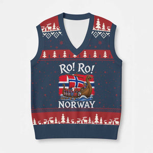 Ro Ro Norway Viking Row V-Neck Knit Sweater Vest Norwegian Flag Longship for Norge Football Fan TS11 Navy Red Print Your Wear