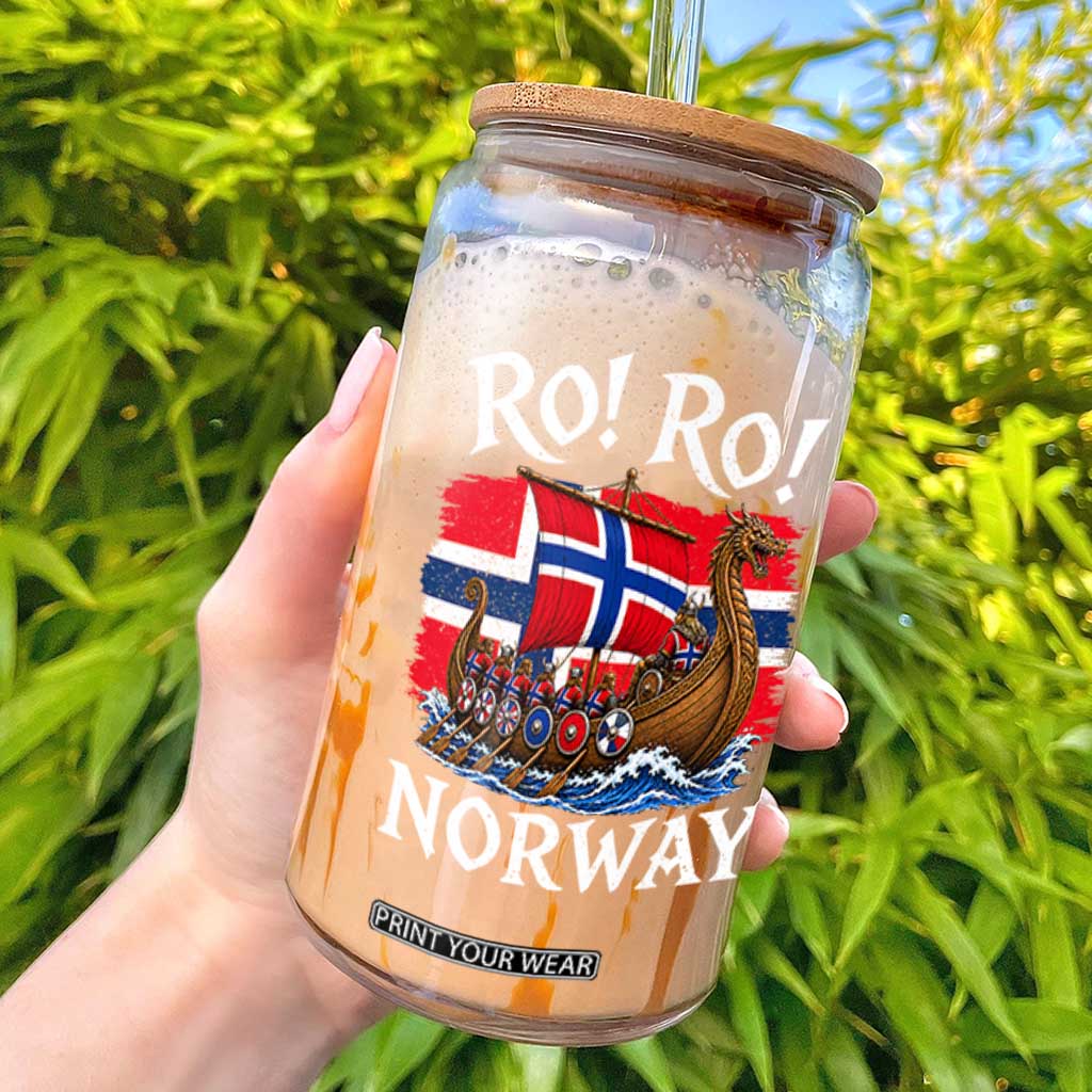 Ro Ro Norway Viking Row Glass Can Norwegian Flag Longship for Norge Football Fan TS11 Black Print Your Wear
