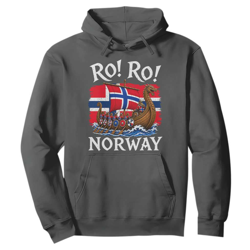 Ro Ro Norway Viking Row Hoodie Norwegian Flag Longship for Norge Football Fan TS11 Dark Heather Print Your Wear