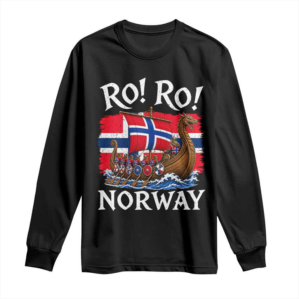 Ro Ro Norway Viking Row Long Sleeve Shirt Norwegian Flag Longship for Norge Football Fan TS11 Black Print Your Wear