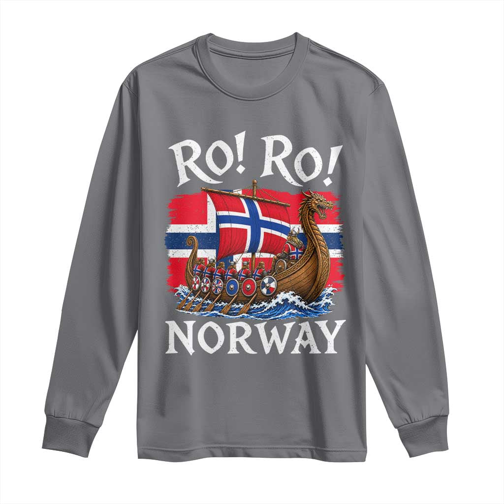 Ro Ro Norway Viking Row Long Sleeve Shirt Norwegian Flag Longship for Norge Football Fan TS11 Charcoal Print Your Wear