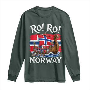 Ro Ro Norway Viking Row Long Sleeve Shirt Norwegian Flag Longship for Norge Football Fan TS11 Dark Forest Green Print Your Wear