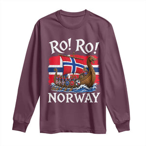 Ro Ro Norway Viking Row Long Sleeve Shirt Norwegian Flag Longship for Norge Football Fan TS11 S Maroon Print Your Wear