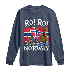 Ro Ro Norway Viking Row Long Sleeve Shirt Norwegian Flag Longship for Norge Football Fan TS11 Navy Print Your Wear