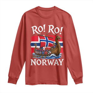 Ro Ro Norway Viking Row Long Sleeve Shirt Norwegian Flag Longship for Norge Football Fan TS11 Red Print Your Wear