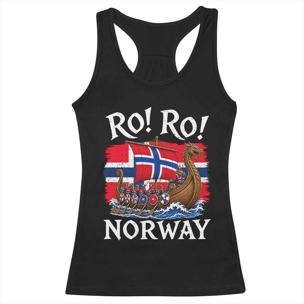 Ro Ro Norway Viking Row Racerback Tank Top Norwegian Flag Longship for Norge Football Fan TS11 Black Print Your Wear
