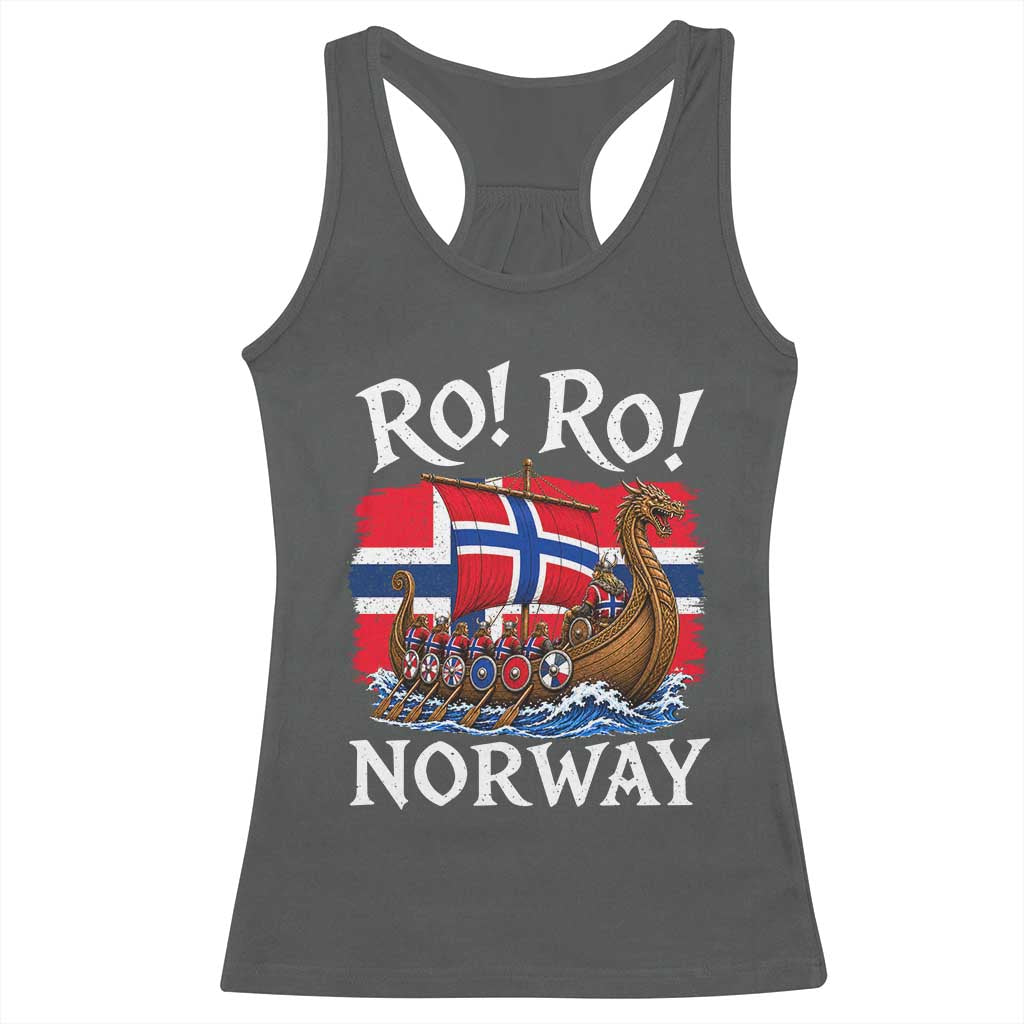Ro Ro Norway Viking Row Racerback Tank Top Norwegian Flag Longship for Norge Football Fan TS11 Dark Heather Print Your Wear
