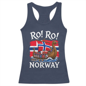Ro Ro Norway Viking Row Racerback Tank Top Norwegian Flag Longship for Norge Football Fan TS11 Navy Print Your Wear