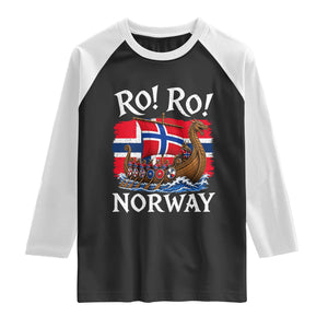 Ro Ro Norway Viking Row Raglan Shirt Norwegian Flag Longship for Norge Football Fan TS11 Black White Print Your Wear