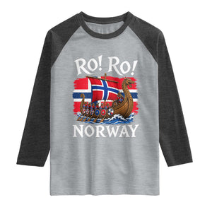 Ro Ro Norway Viking Row Raglan Shirt Norwegian Flag Longship for Norge Football Fan TS11 Heather Gray Heather Charcoal Print Your Wear