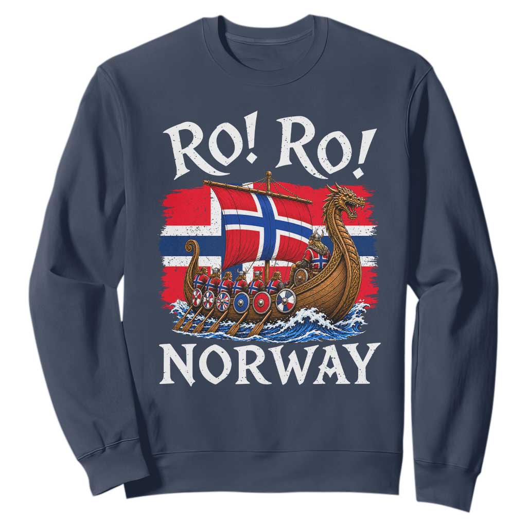 Ro Ro Norway Viking Row Sweatshirt Norwegian Flag Longship for Norge Football Fan TS11 Navy Print Your Wear