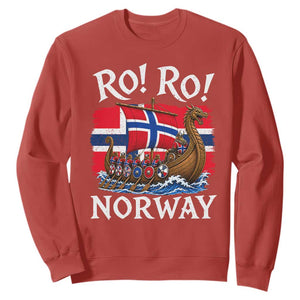 Ro Ro Norway Viking Row Sweatshirt Norwegian Flag Longship for Norge Football Fan TS11 Red Print Your Wear