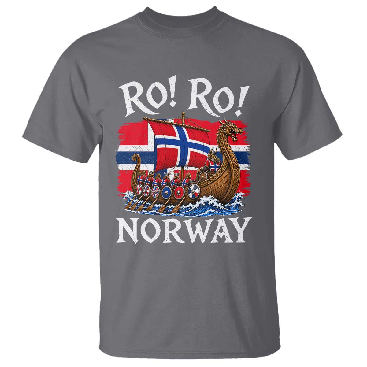 Ro Ro Norway Viking Row T Shirt Norwegian Flag Longship for Norge Football Fan TS11 Charcoal Print Your Wear