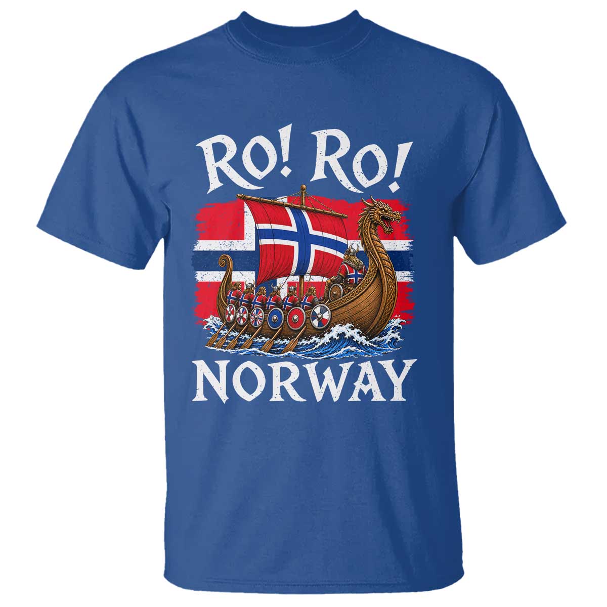 Ro Ro Norway Viking Row T Shirt Norwegian Flag Longship for Norge Football Fan TS11 Royal Blue Print Your Wear