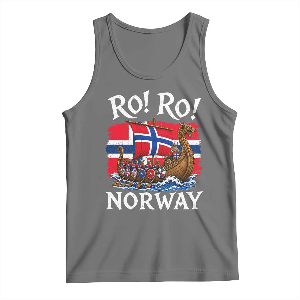 Ro Ro Norway Viking Row Tank Top Norwegian Flag Longship for Norge Football Fan TS11 Black Heather Print Your Wear