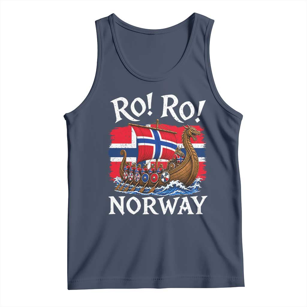 Ro Ro Norway Viking Row Tank Top Norwegian Flag Longship for Norge Football Fan TS11 Navy Print Your Wear