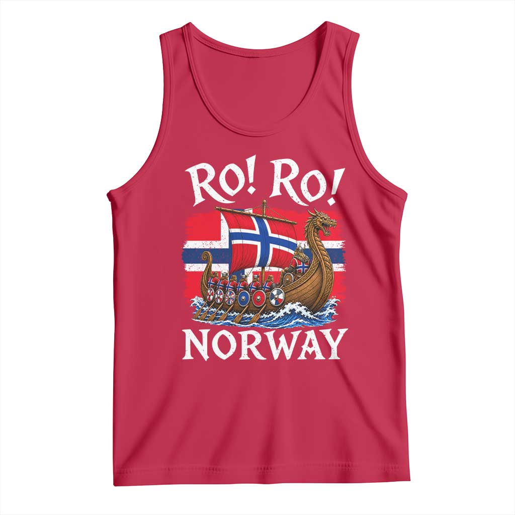 Ro Ro Norway Viking Row Tank Top Norwegian Flag Longship for Norge Football Fan TS11 Red Print Your Wear
