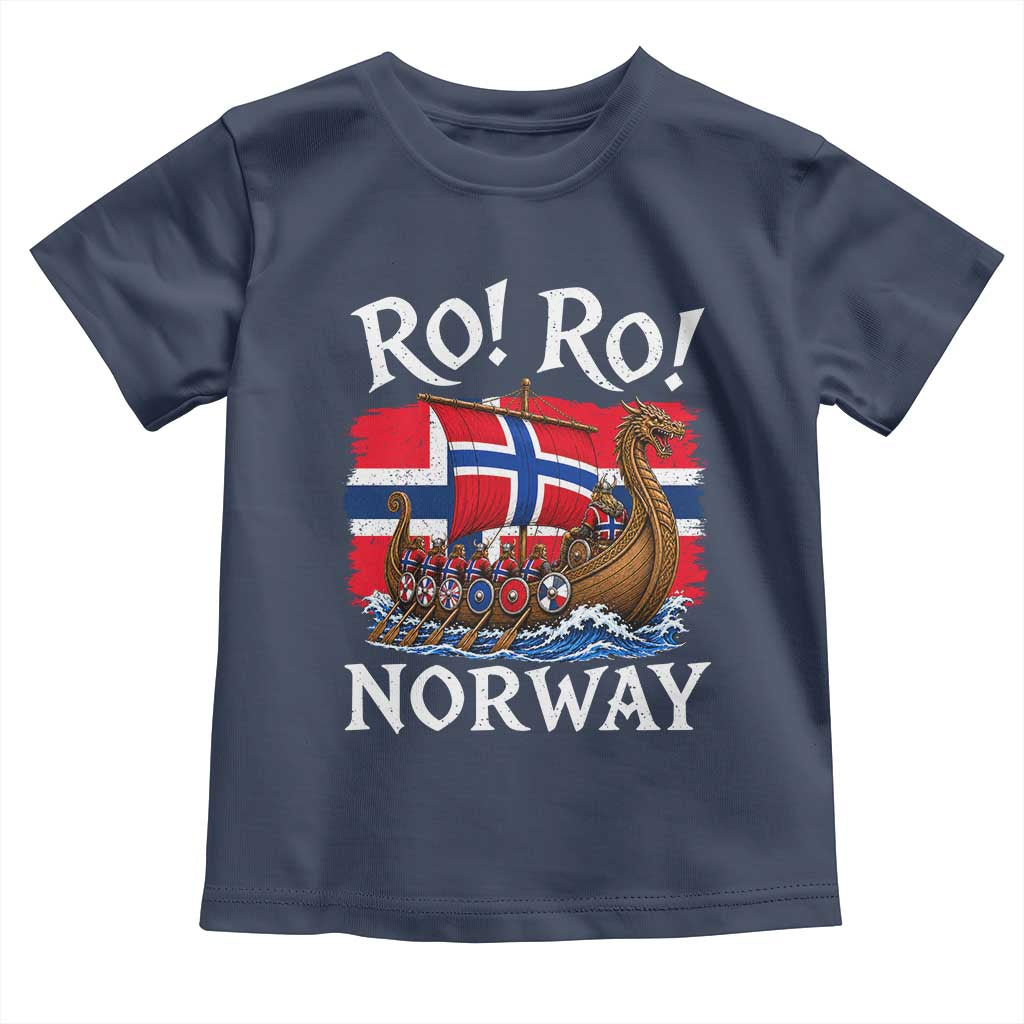 Ro Ro Norway Viking Row Toddler T Shirt Norwegian Flag Longship for Norge Football Fan TS11 Navy Print Your Wear