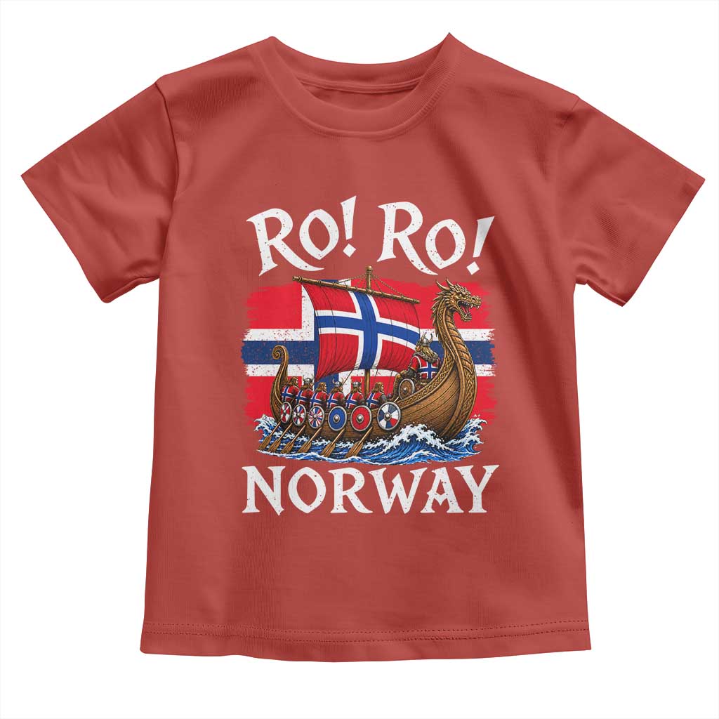 Ro Ro Norway Viking Row Toddler T Shirt Norwegian Flag Longship for Norge Football Fan TS11 Red Print Your Wear