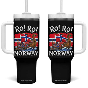 Ro Ro Norway Viking Row Tumbler With Handle Norwegian Flag Longship for Norge Football Fan TS11 One Size: 40 oz Black Print Your Wear