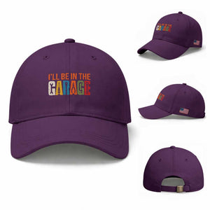 I Will Be In The Garage Funny Car Mechanic Baseball Cap Dad Joke Handyman Mechanics Tool