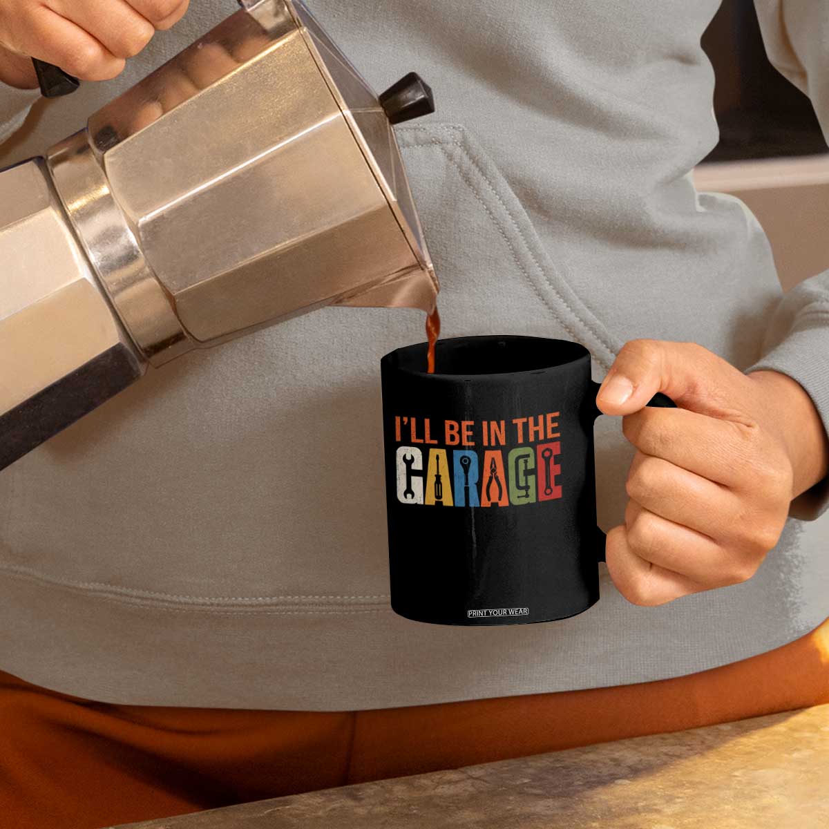 I Will Be In The Garage Funny Car Mechanic Coffee Mug Dad Joke Handyman Mechanics Tool