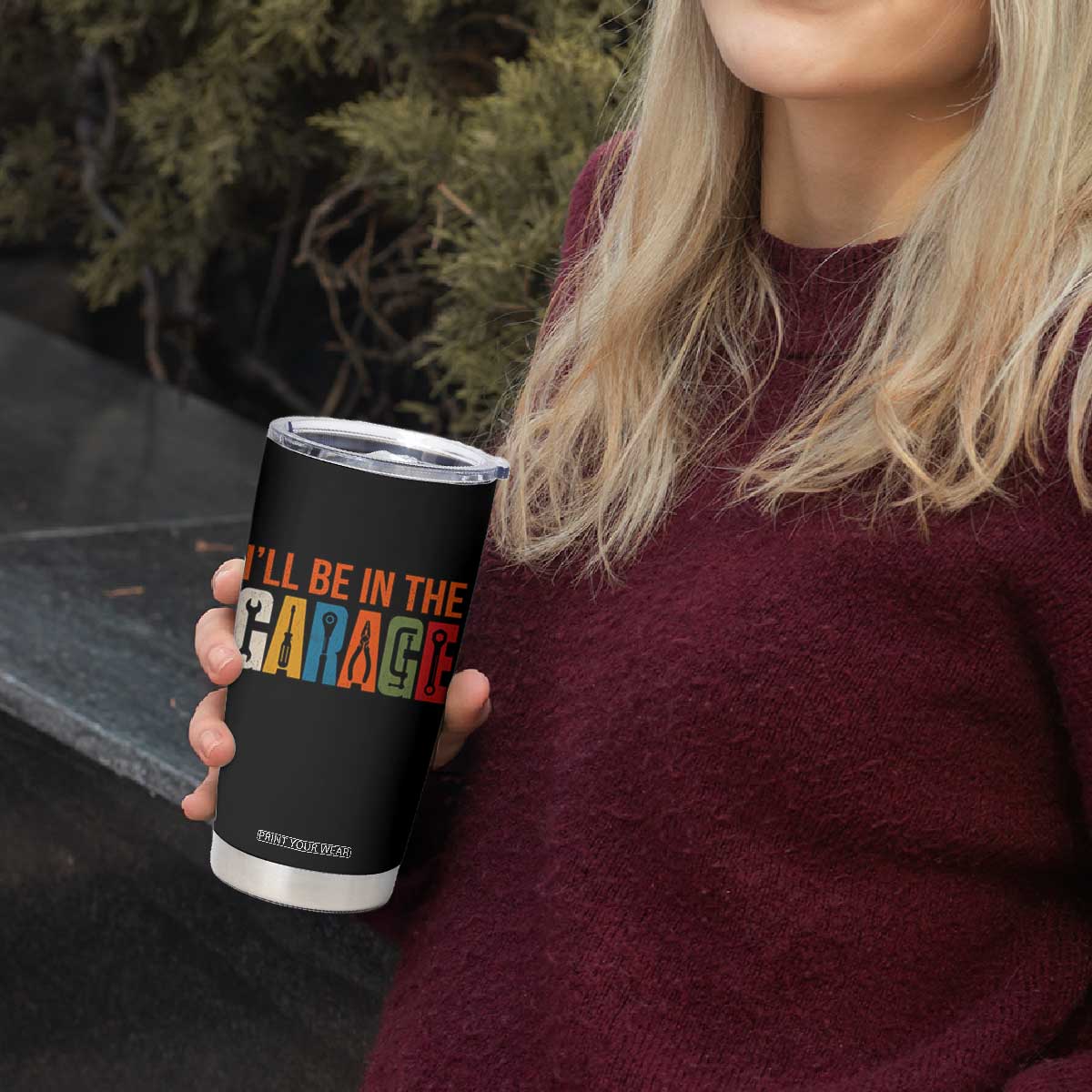 I Will Be In The Garage Funny Car Mechanic Tumbler Cup Dad Joke Handyman Mechanics Tool