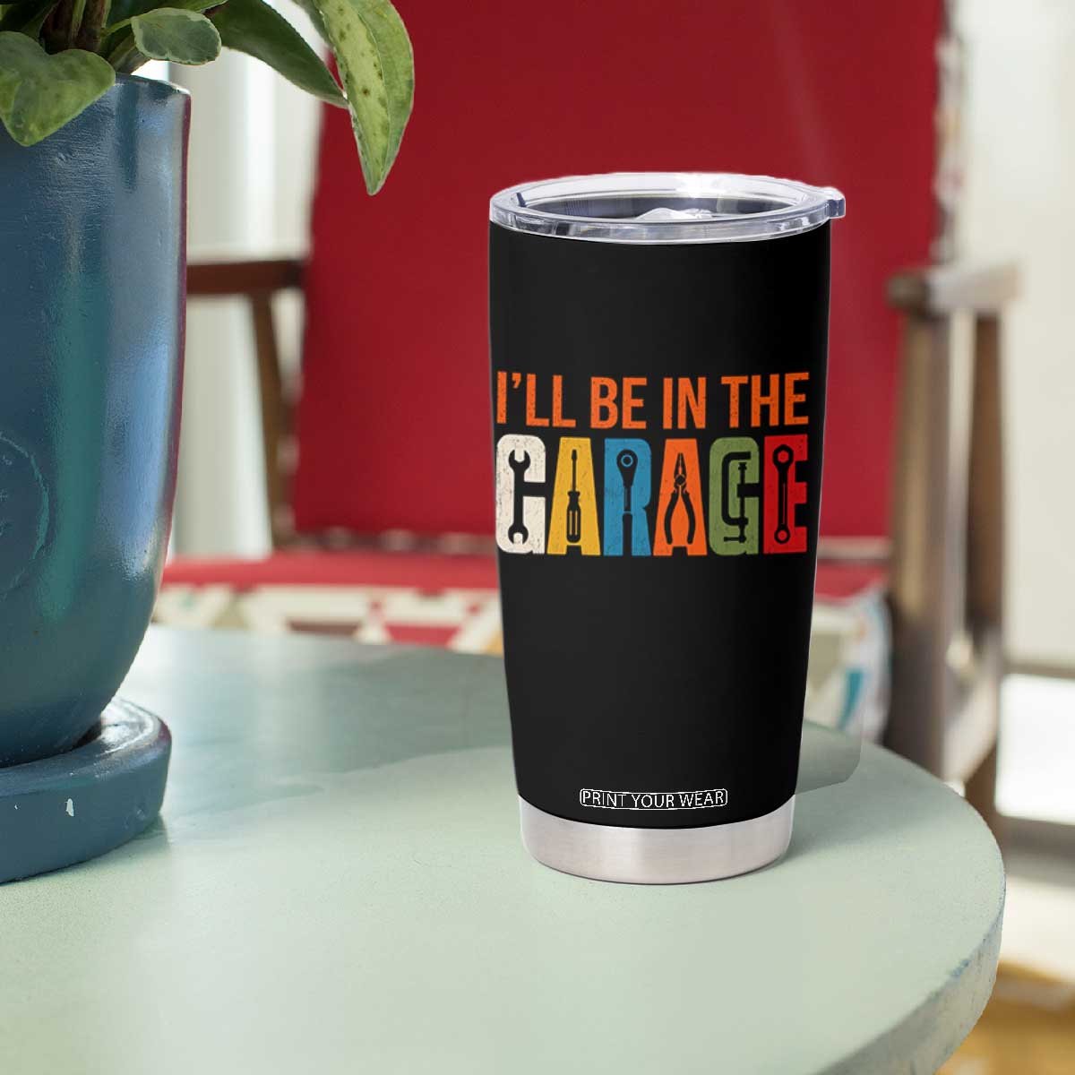 I Will Be In The Garage Funny Car Mechanic Tumbler Cup Dad Joke Handyman Mechanics Tool
