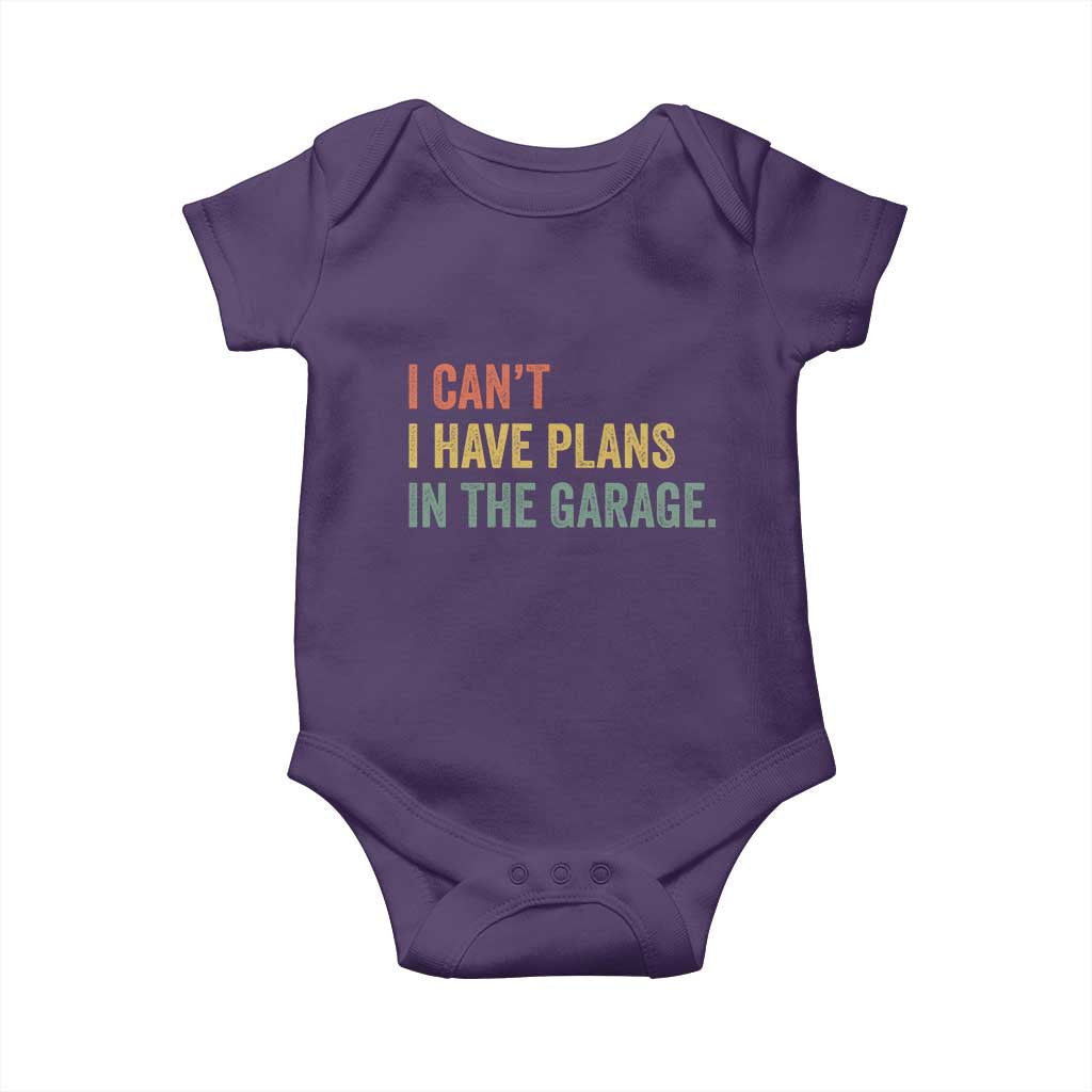 I Cant I Have Plans In The Garage Baby Onesie Funny Car Mechanics Father's Day TS11 Purple Print Your Wear